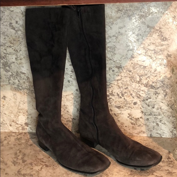 Saks Fifth Ave Folio Collection Suede Grey Boots - Picture 1 of 7